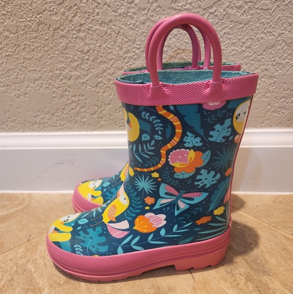 Lily& Dan Rain Boots with Sloth Design, Toddler Size 7/8 - Picture 3 of 6